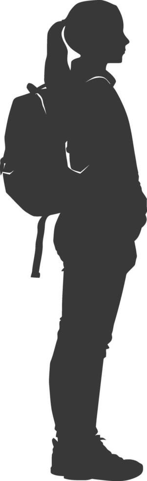 Silhouette back to school girl student black color only vector