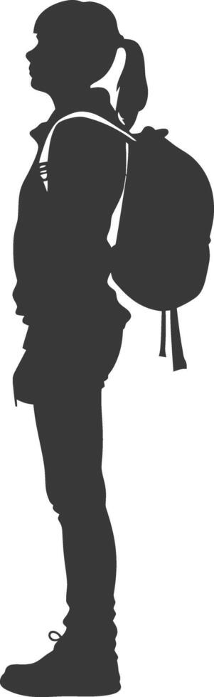 Silhouette back to school girl student black color only vector