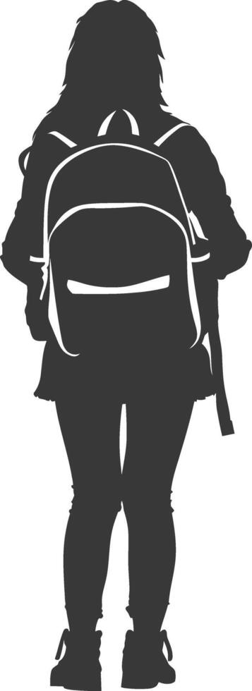 Silhouette back to school girl student black color only vector