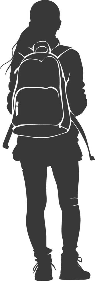 Silhouette back to school girl student black color only vector