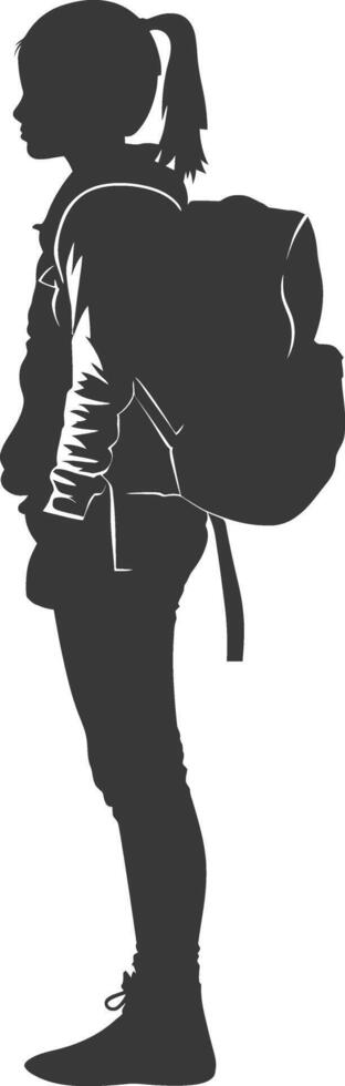 Silhouette back to school girl student black color only vector