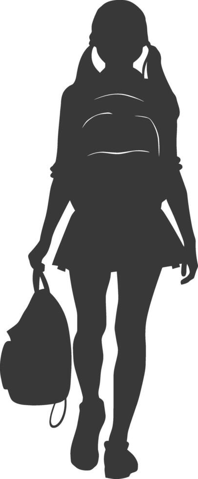 Silhouette back to school girl student black color only vector