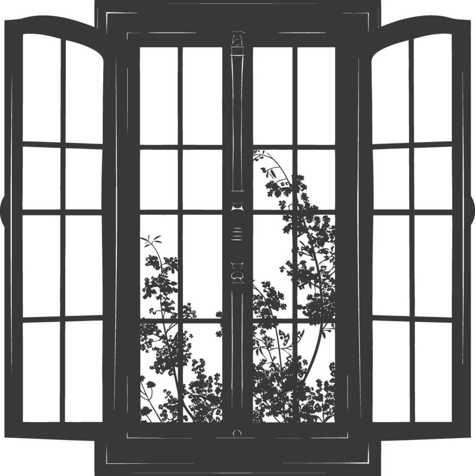 silueta estético ventana negro color solamente vector