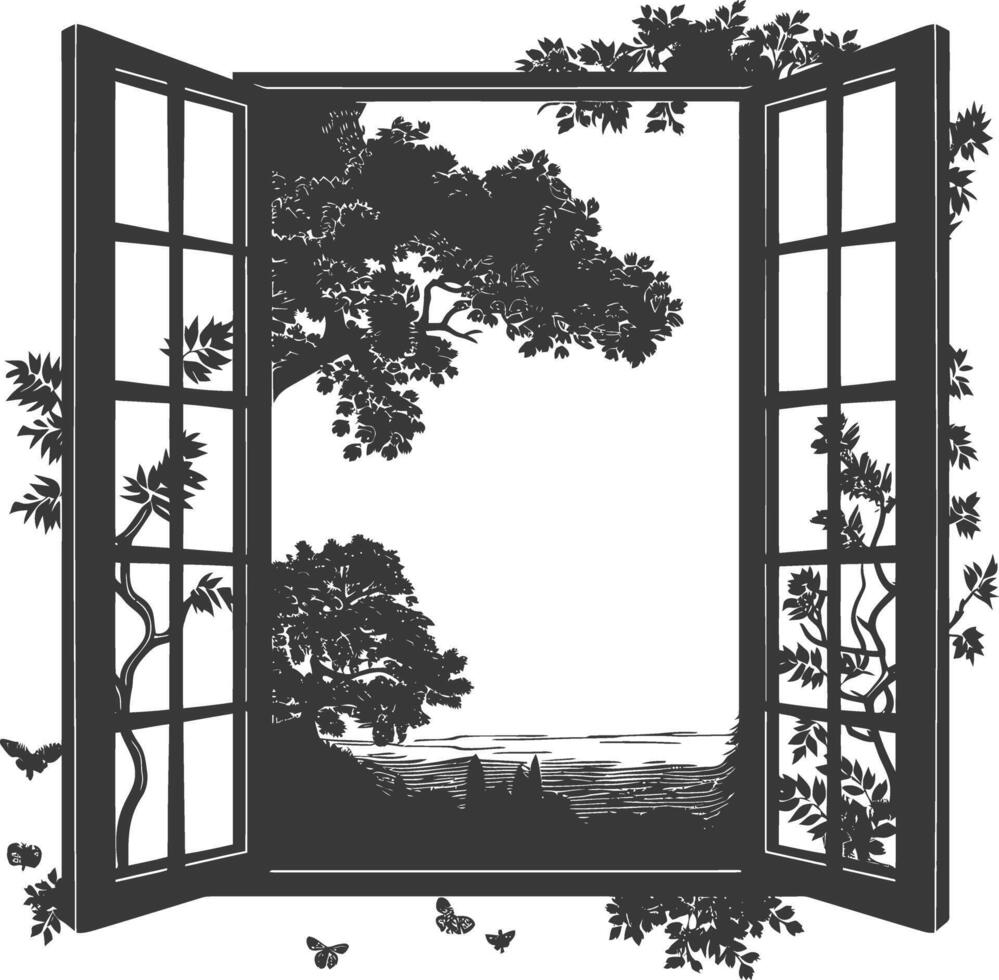 Silhouette aesthetic window black color only vector