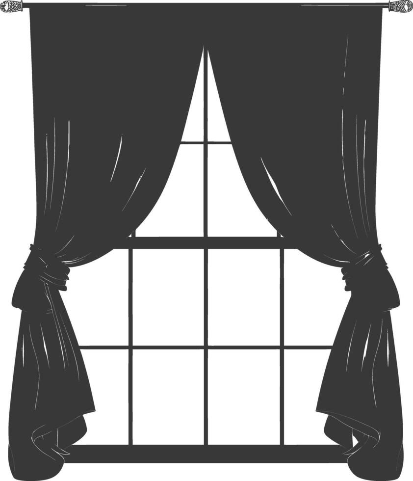 Silhouette aesthetic window with curtain black color only vector