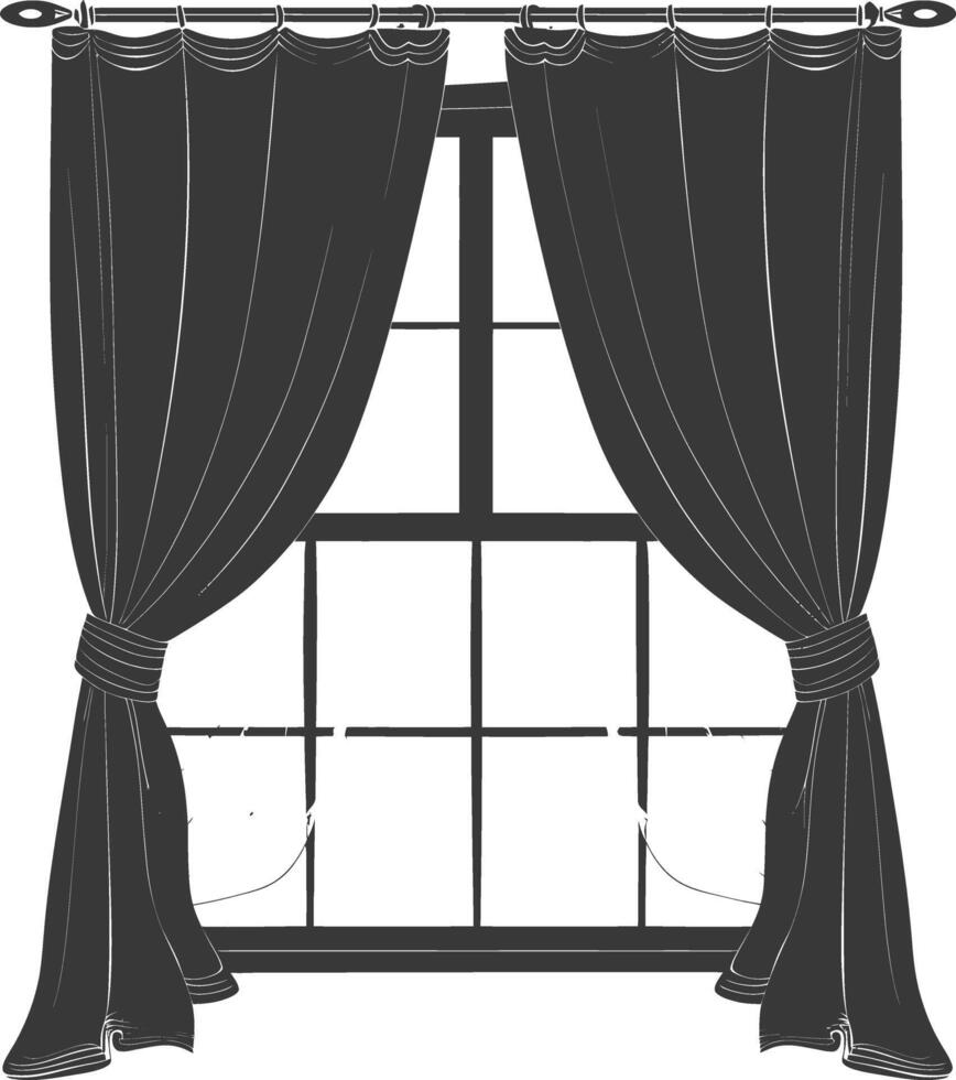 Silhouette aesthetic window with curtain black color only vector