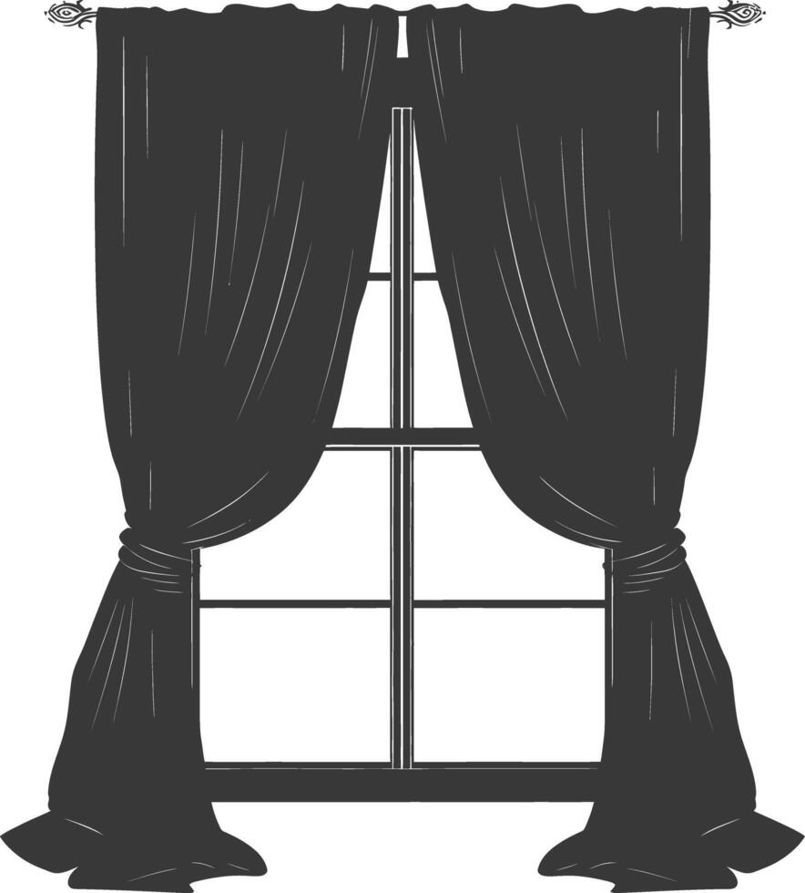 Silhouette aesthetic window with curtain black color only vector