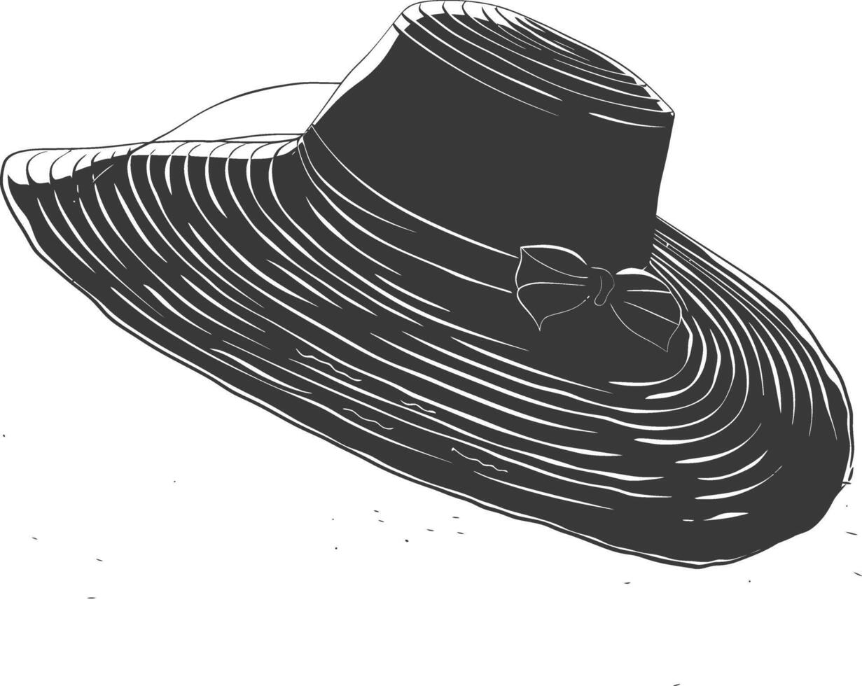 Silhouette beach hat black color only vector