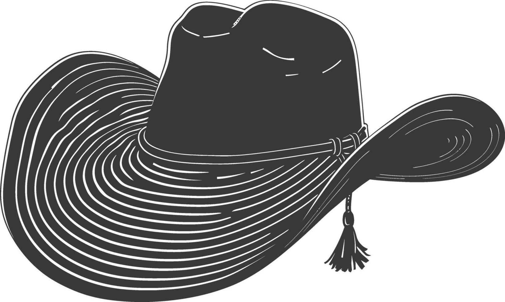 Silhouette beach hat black color only vector