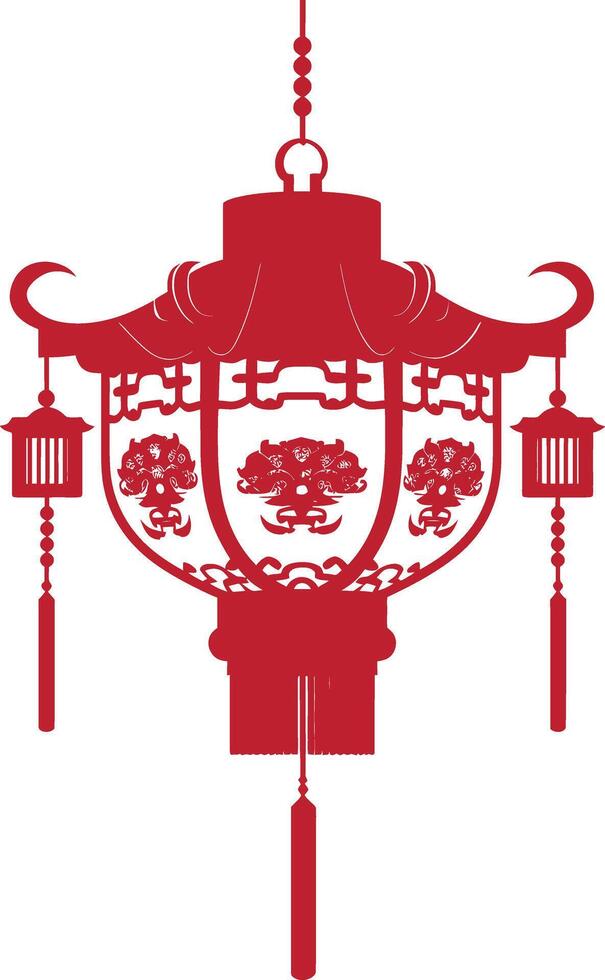 asian chinese traditional lantern red color only vector