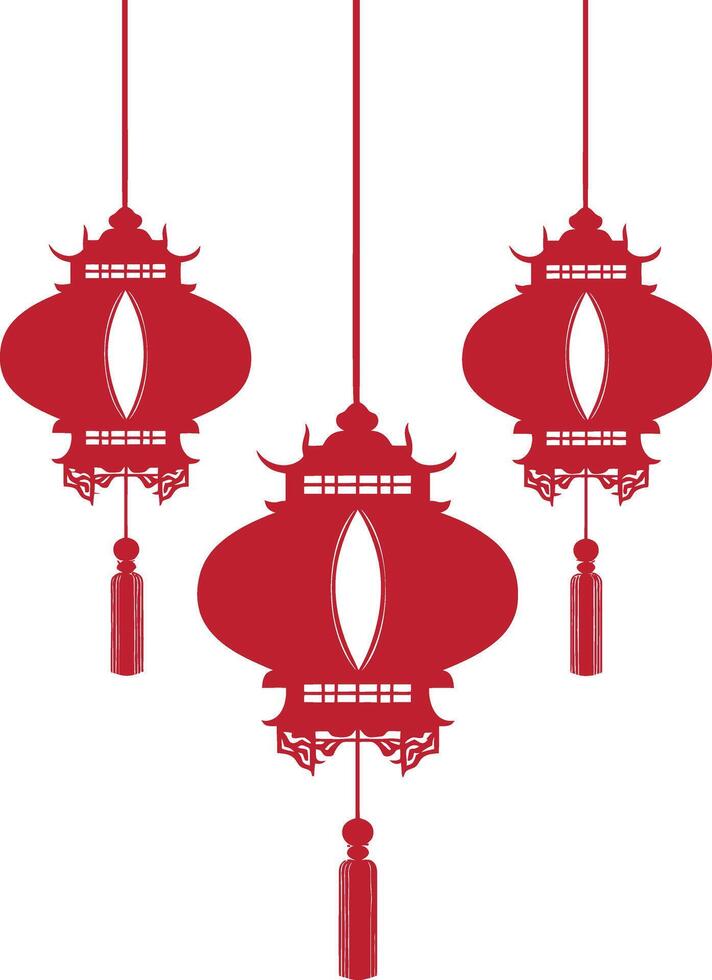 asian chinese traditional lantern red color only vector