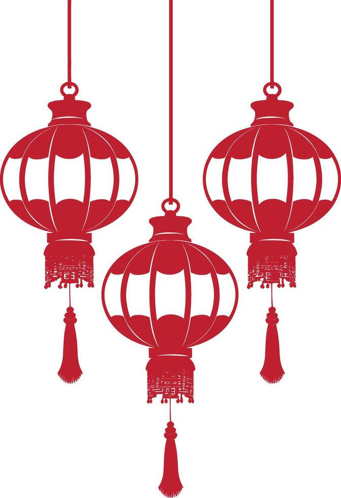 asian chinese traditional lantern red color only vector