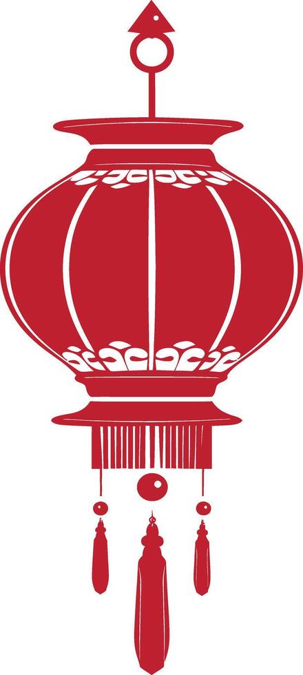 asian chinese traditional lantern red color only vector