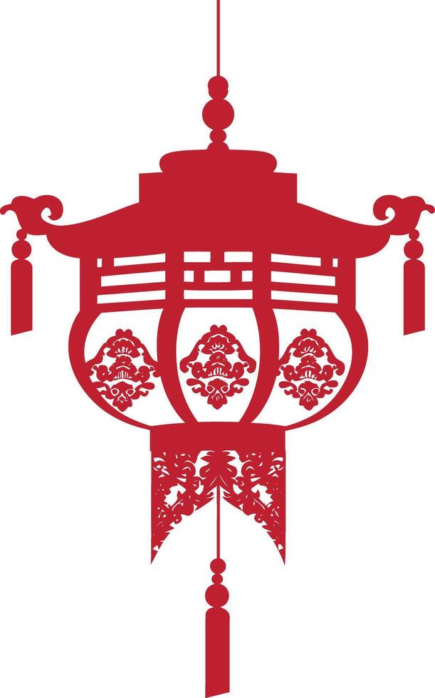 asian chinese traditional lantern red color only vector