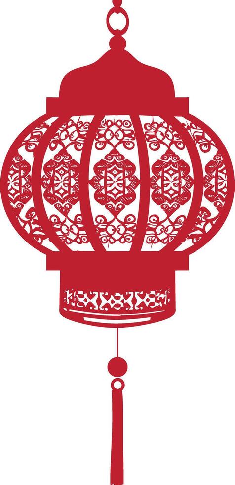 asian chinese traditional lantern red color only vector