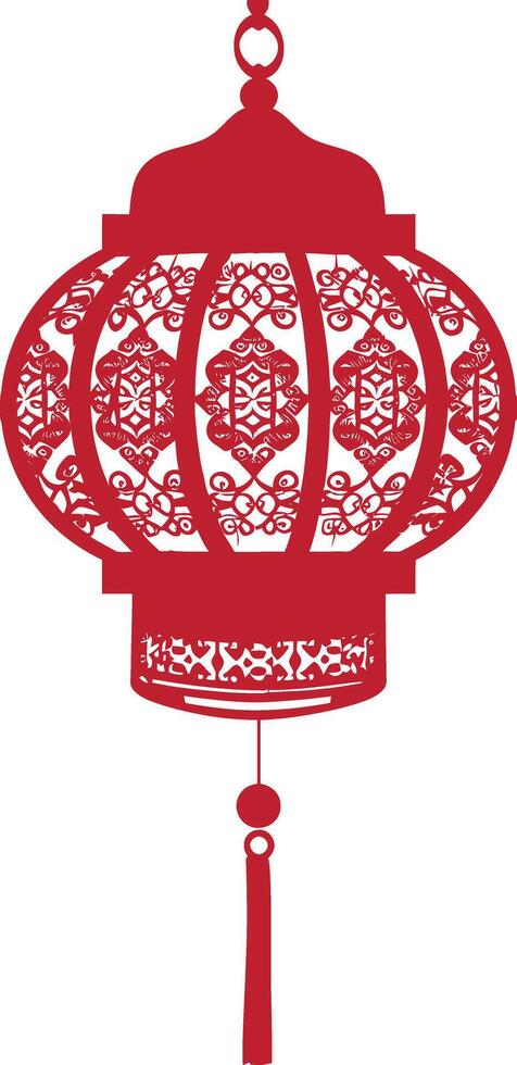 asiático chino tradicional linterna rojo color solamente vector