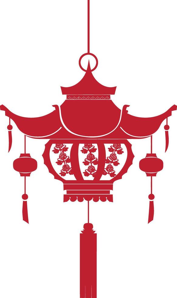 asian chinese traditional lantern red color only vector