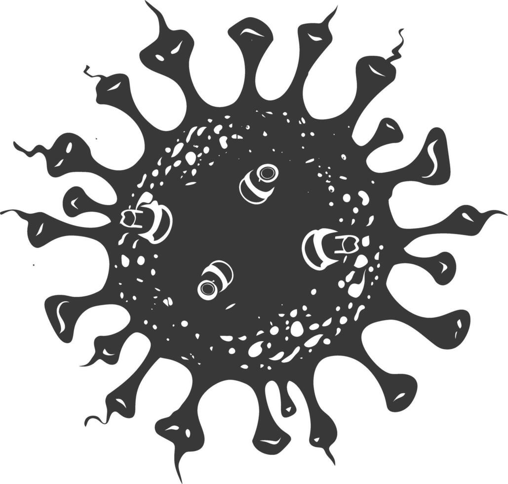 silueta virus negro color solamente lleno cuerpo vector