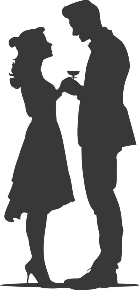 Silhouette wedding proposal by couple black color only vector