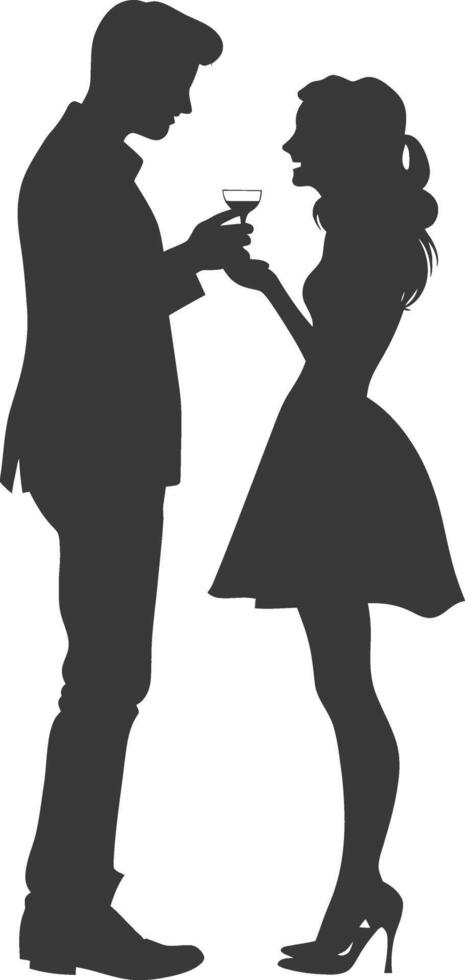 Silhouette wedding proposal by couple black color only vector