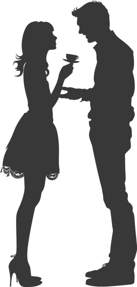 Silhouette wedding proposal by couple black color only vector