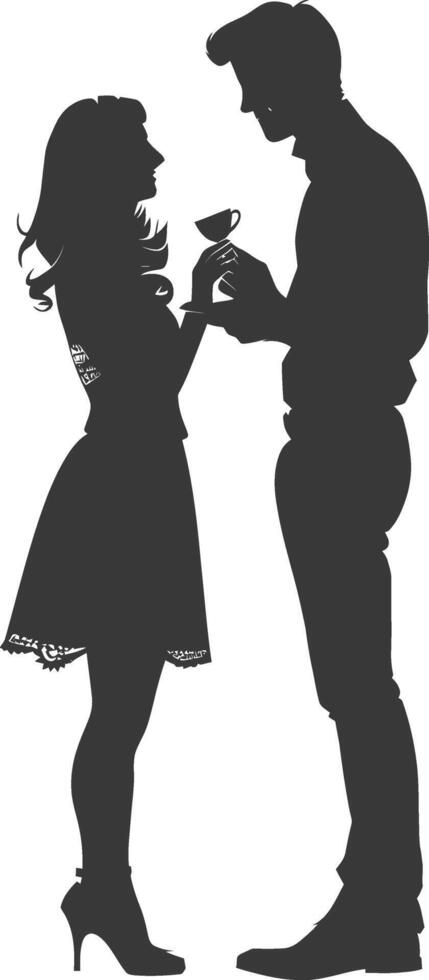 Silhouette wedding proposal by couple black color only vector