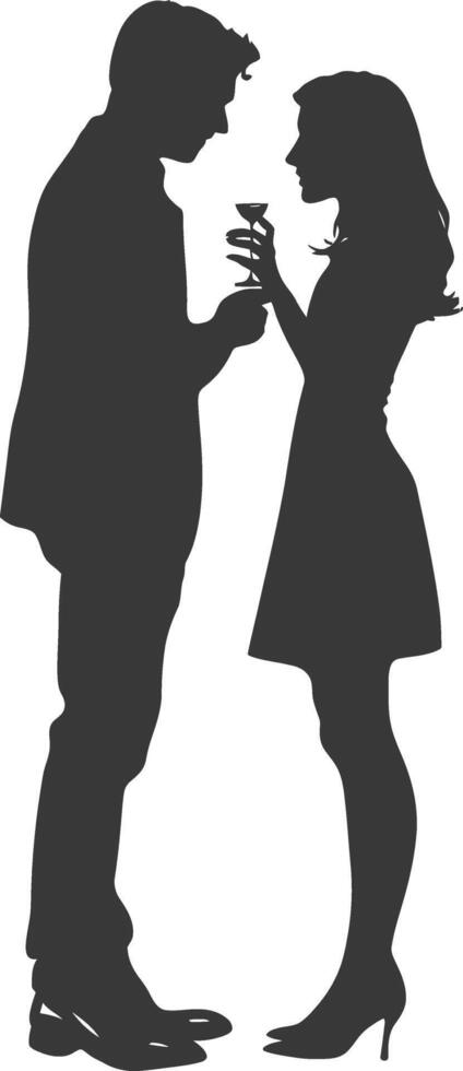 Silhouette wedding proposal by couple black color only vector