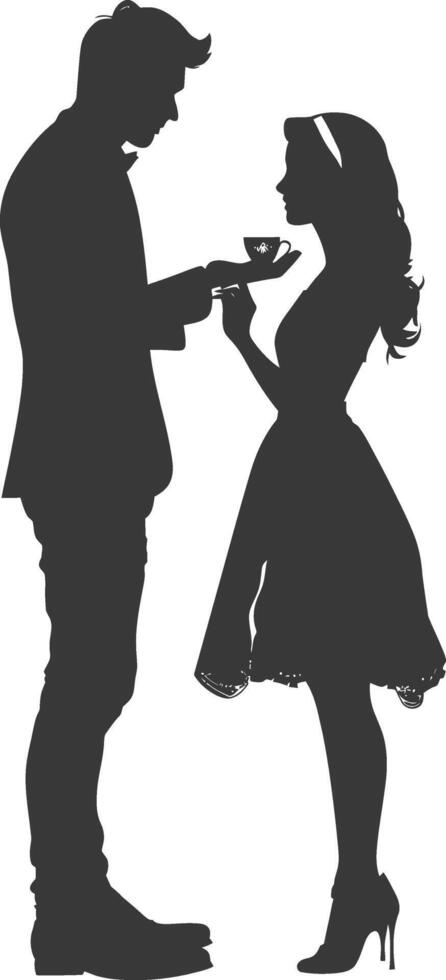 Silhouette wedding proposal by couple black color only vector