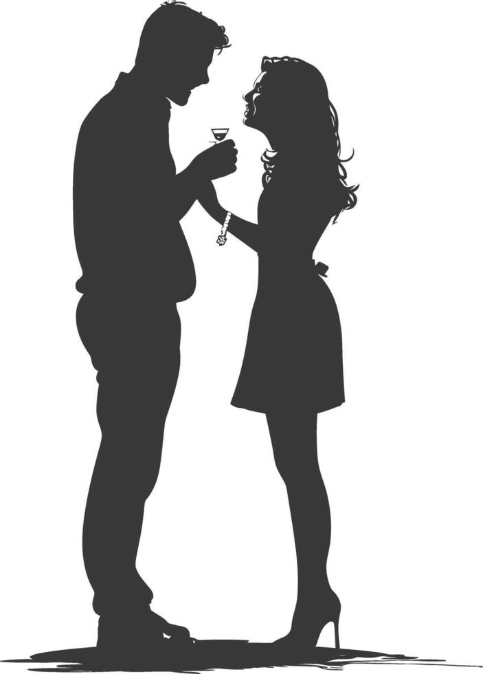Silhouette wedding proposal by couple black color only vector