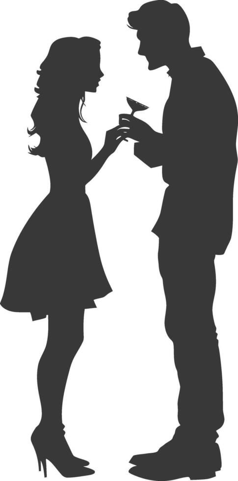 Silhouette wedding proposal by couple black color only vector