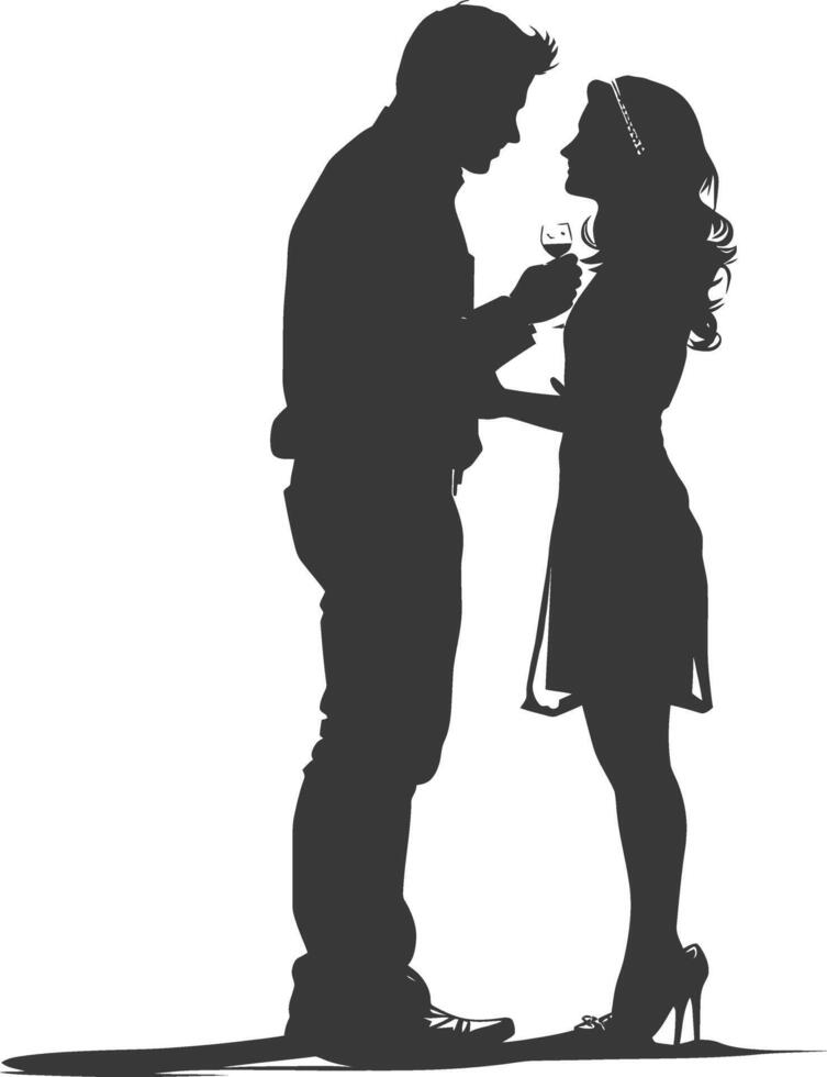 Silhouette wedding proposal by couple black color only vector