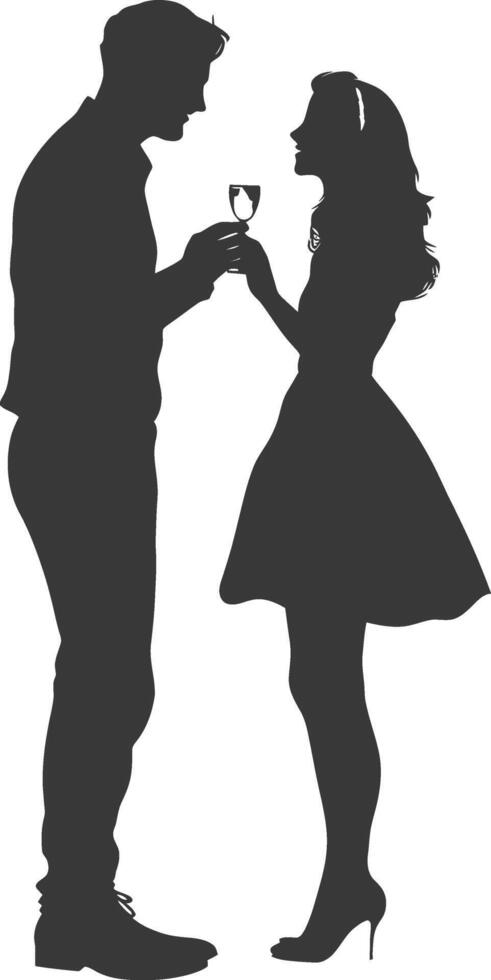 Silhouette wedding proposal by couple black color only vector