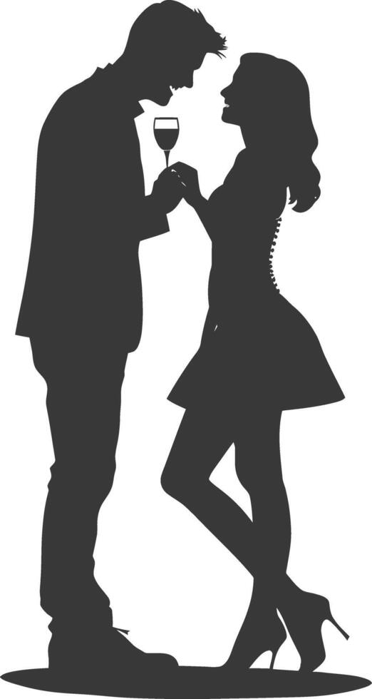 Silhouette wedding proposal by couple black color only vector