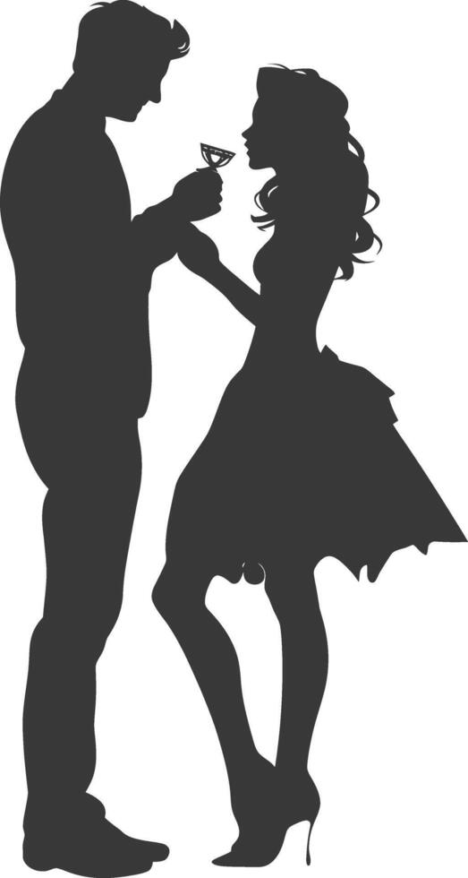 Silhouette wedding proposal by couple black color only vector