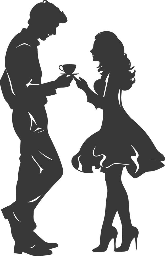 Silhouette wedding proposal by couple black color only vector