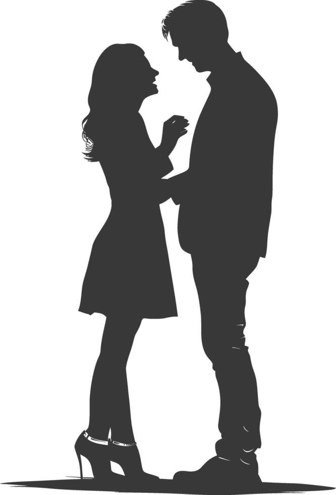 Silhouette wedding proposal by couple black color only vector