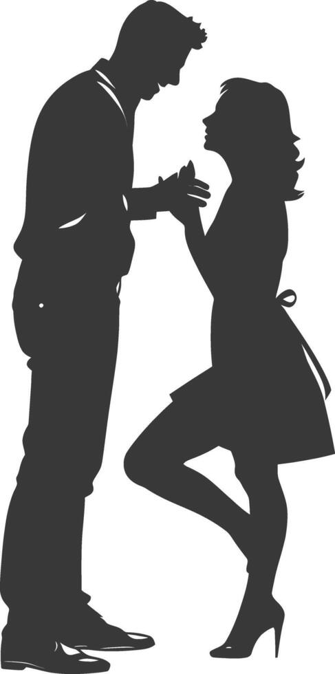 Silhouette wedding proposal by couple black color only vector