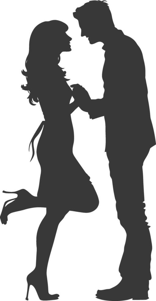 Silhouette wedding proposal by couple black color only vector