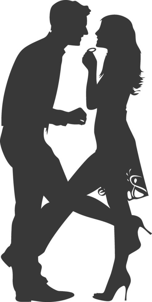 Silhouette wedding proposal by couple black color only vector