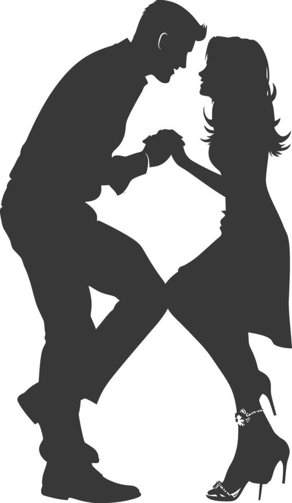 Silhouette wedding proposal by couple black color only vector