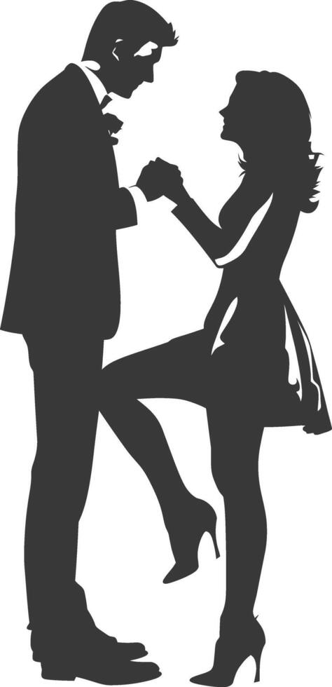 Silhouette wedding proposal by couple black color only vector