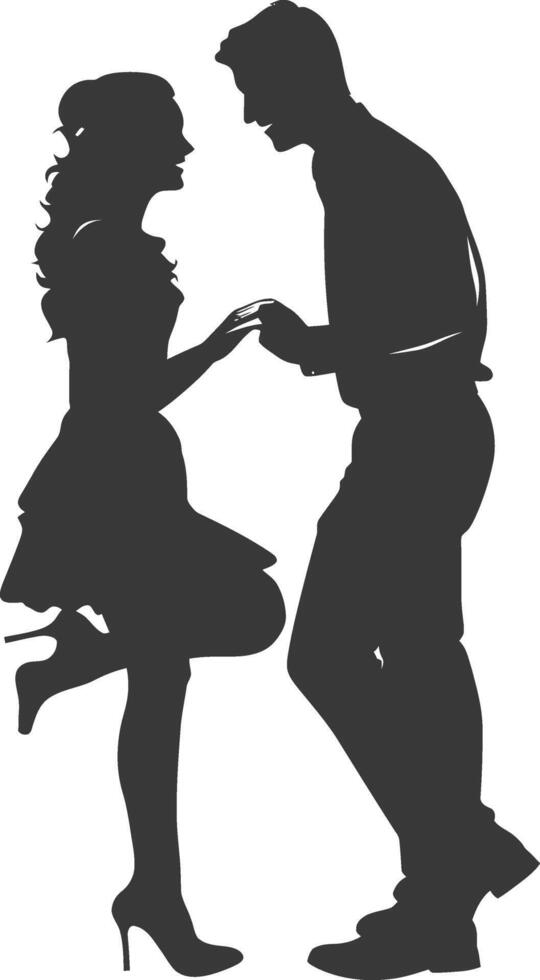 Silhouette wedding proposal by couple black color only vector