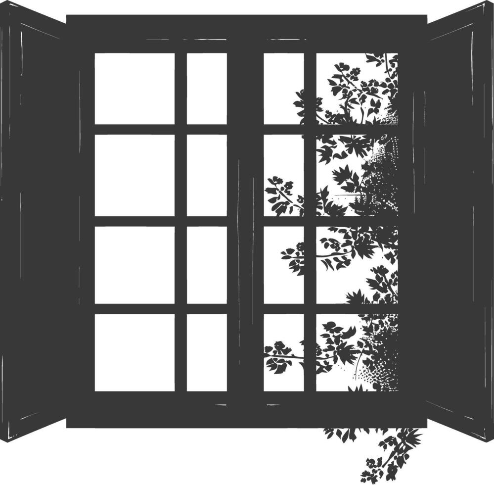 Silhouette window black color only full vector