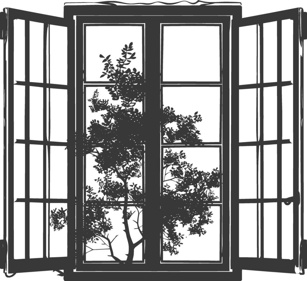 Silhouette window black color only full vector