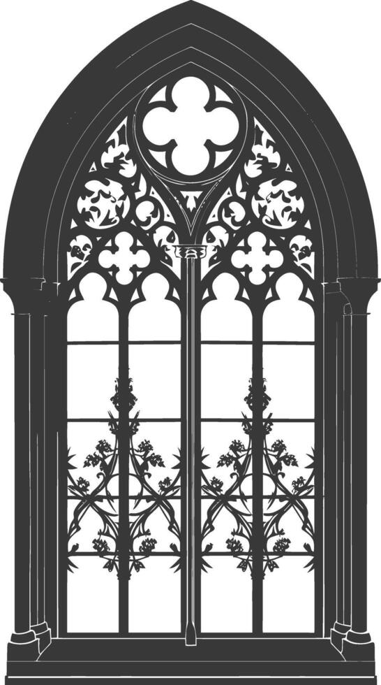 Silhouette window classic black color only full vector