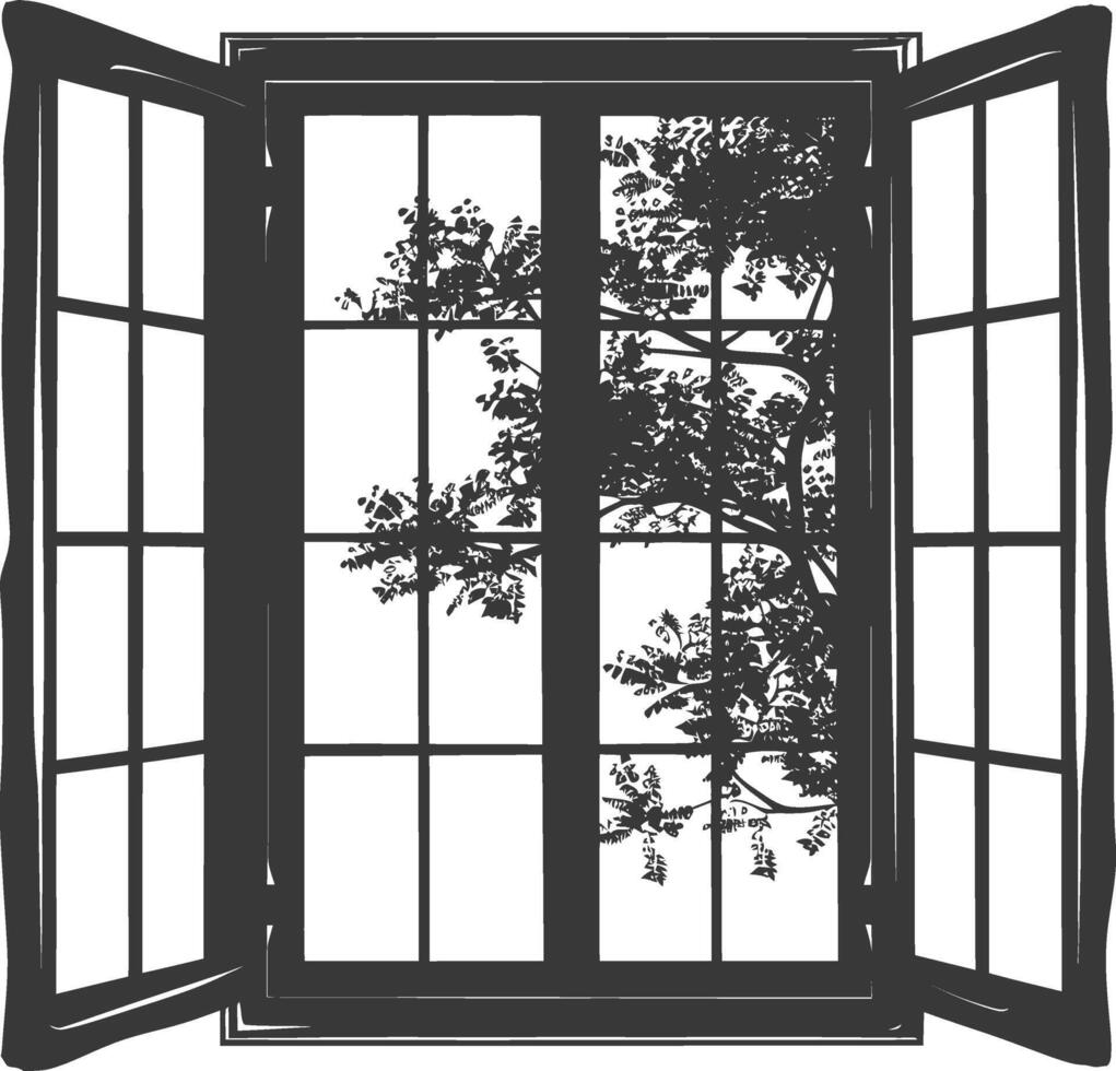 Silhouette window black color only full vector