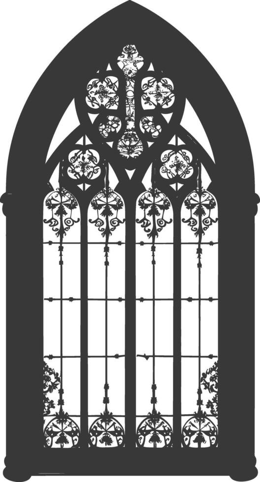 Silhouette window classic black color only full vector