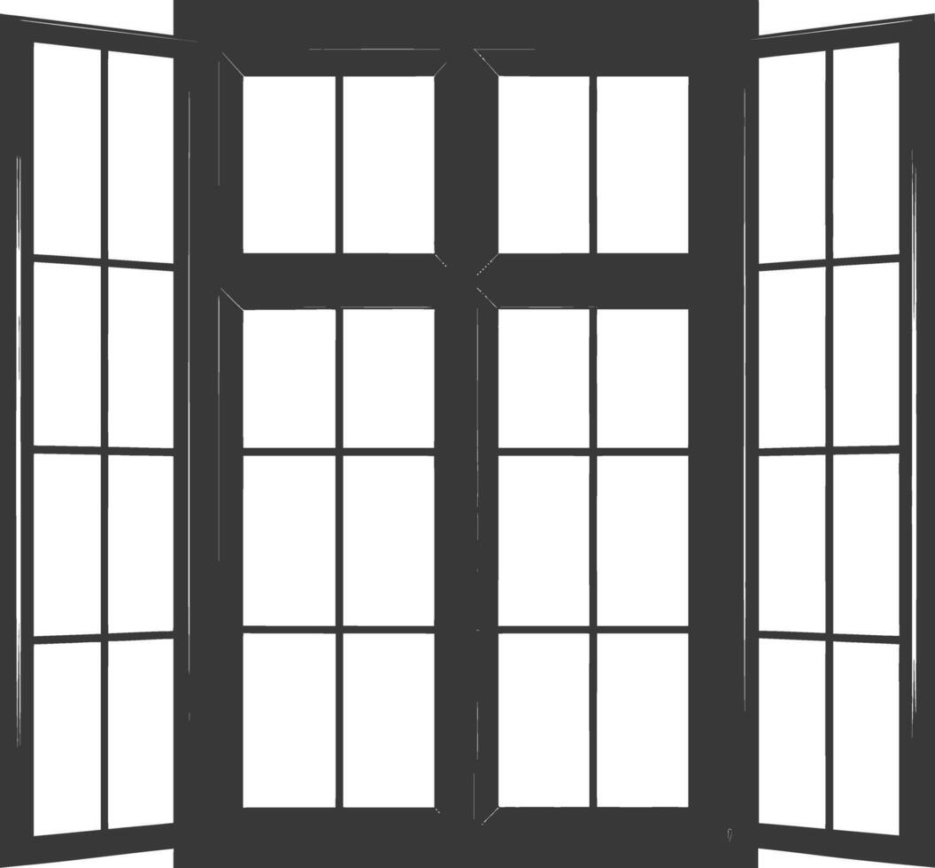 Silhouette window classic black color only full vector