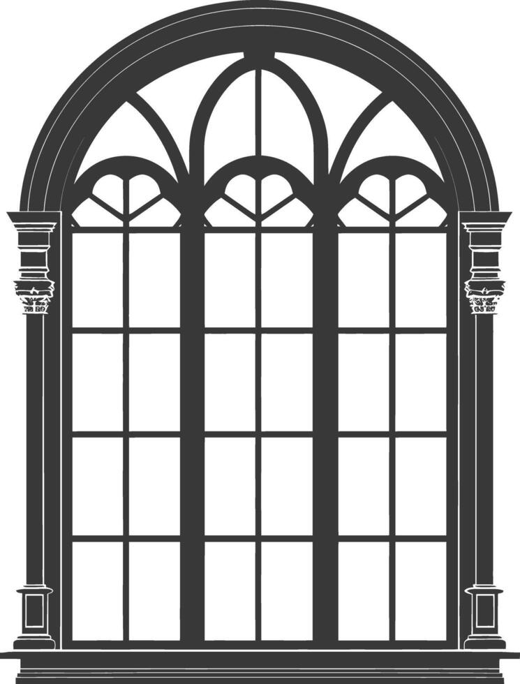 silueta ventana clásico negro color solamente lleno vector