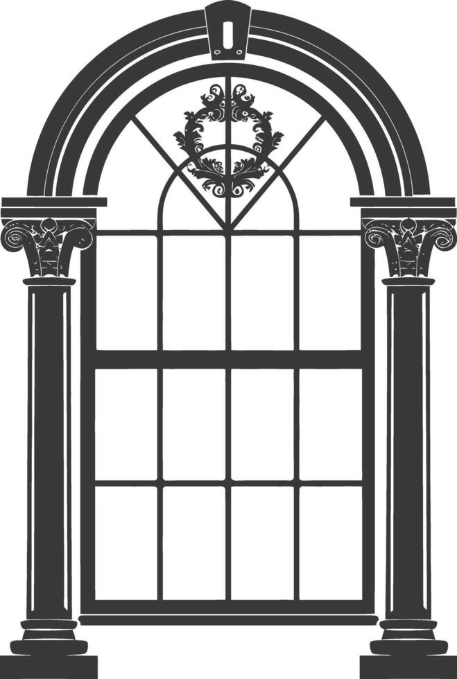 Silhouette window classic black color only full vector